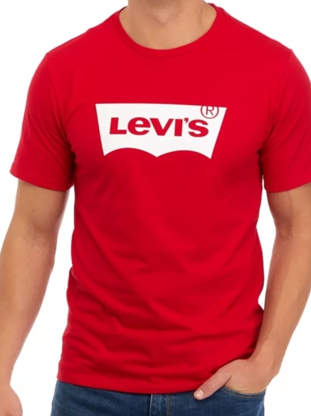 Levi's Red Short Sleeve Crew Neck Tee with White Logo